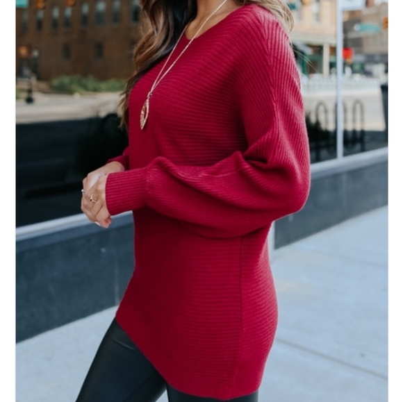 Scarlett Dolman Boatneck Ribbed Sweater - Picture 2 of 5